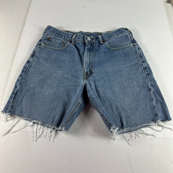 Levi's Jean Shorts Men's 33* 550 Relaxed Blue Cut Off Cotton Denim Jorts Tag 34 - Picture 1 of 16